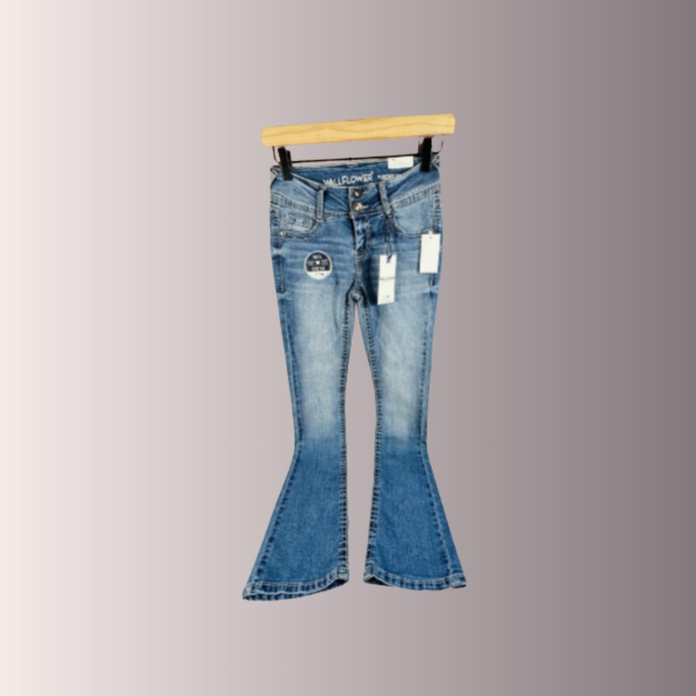 Wallflower Jeans Women Blue Luscious Curvy Fit Bootcut Embellished Size 0/24 NWT